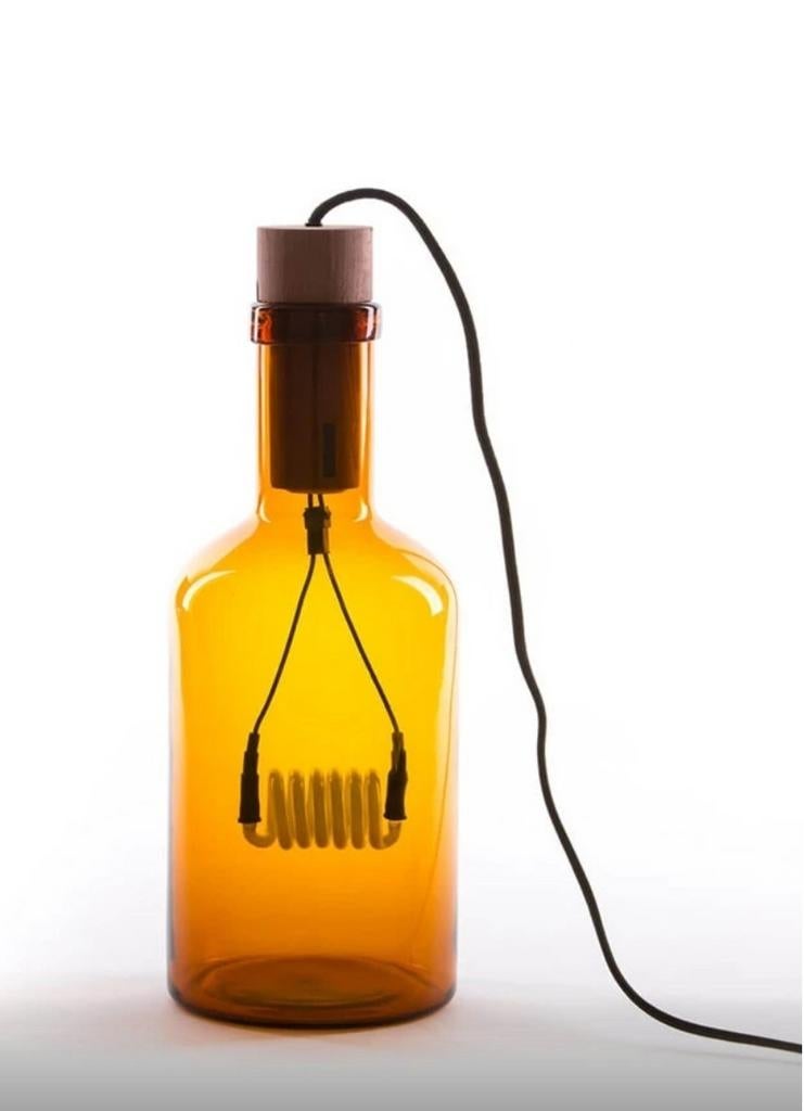 Seletti Bouché tafellamp glas neon amber, Huis en Inrichting, Ophalen, Gebruikt, Glas