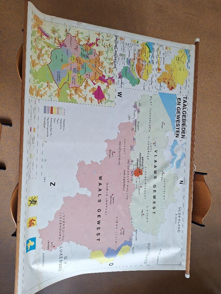 schoolkaart België + taalgebieden, Ophalen, België, Landkaart