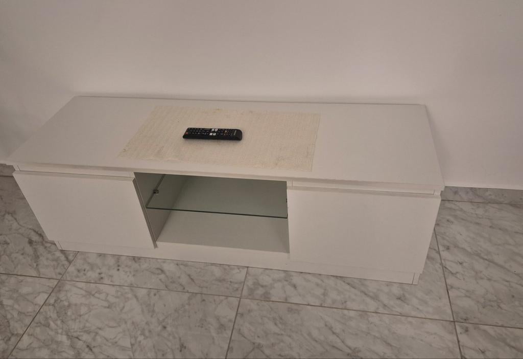 Ikea 120 cm wit tv-meubel, Ophalen, Glas, Gebruikt, 100 tot 150 cm
