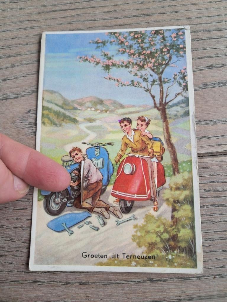 Carte rétro décrite avec livre à rabat - Terneuzen, Collections, Cartes postales | Pays-Bas, Enlèvement ou Envoi