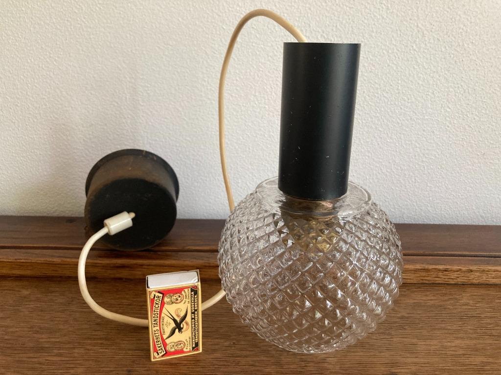 Vintage stekel glazen bol bolletje hanglampje zee egel lamp, Antiek en Kunst, Ophalen of Verzenden