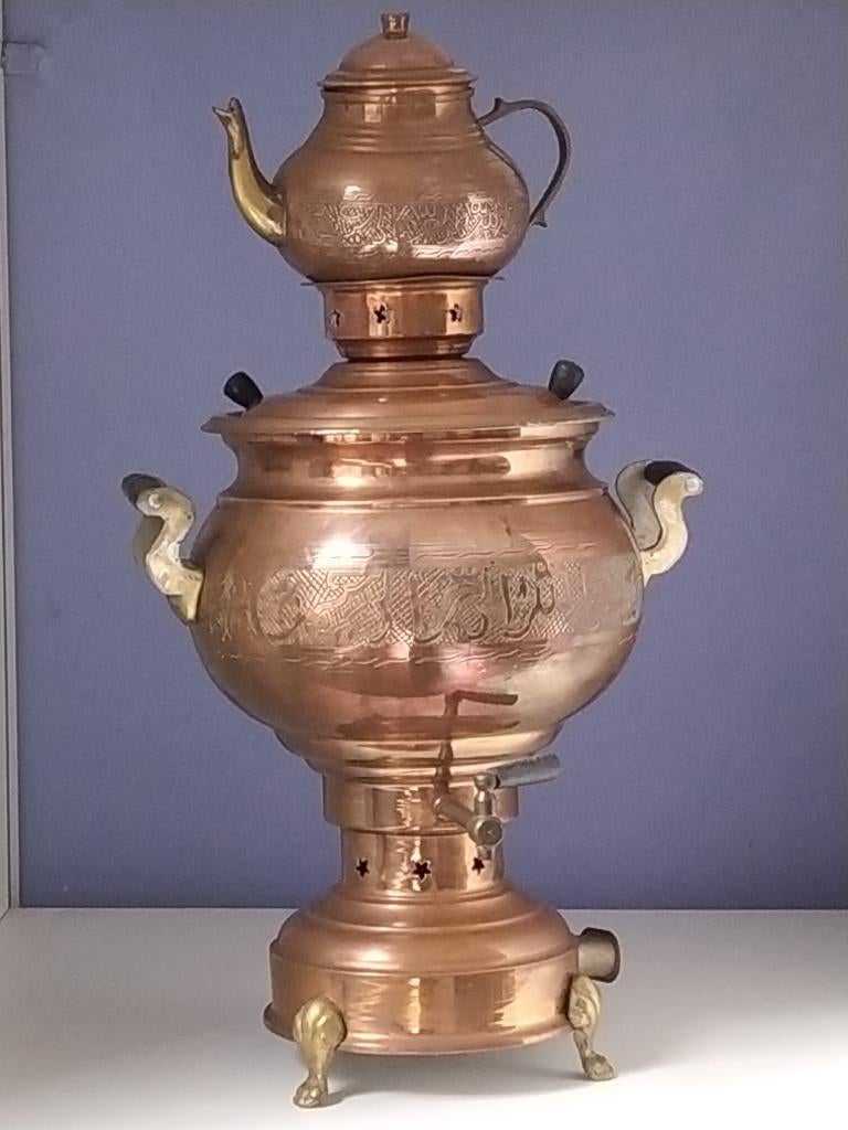 koperen samovar met bijhorende theepot, Antiek en Kunst, Ophalen, Koper