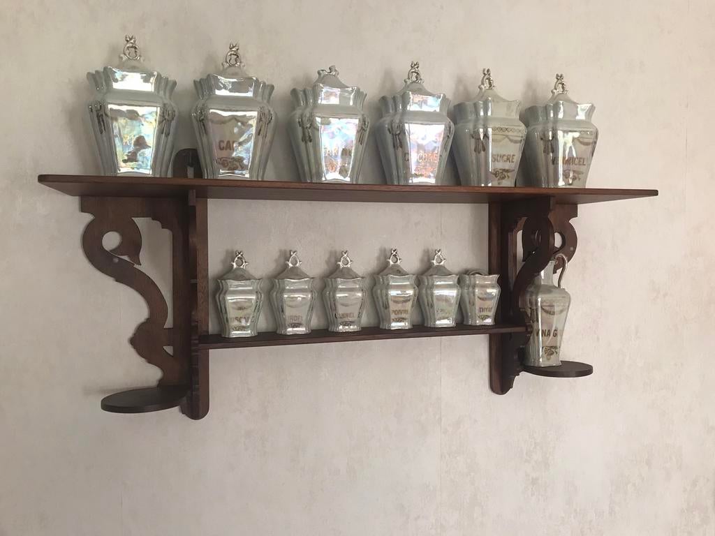 Bocaux de rangement en porcelaine avec étagère en chêne, Maison & Meubles, Enlèvement