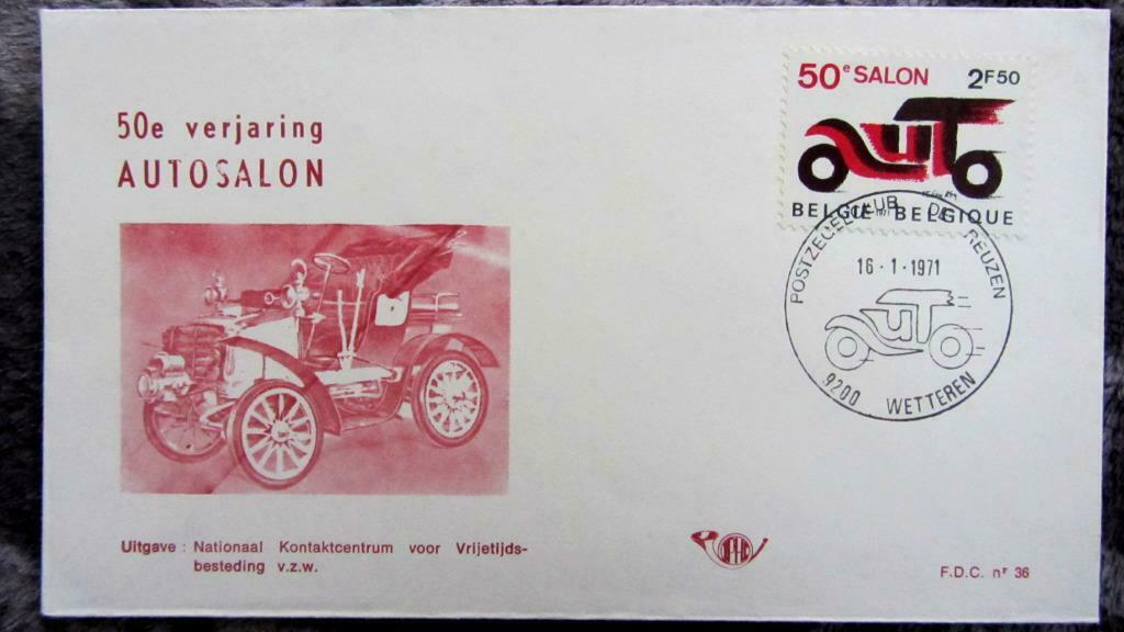FDC-VERVOERMIDDELEN-TRAM-TREIN-AUTO-KOETS-FIETS- BELGIË, Ophalen of Verzenden, Gestempeld, Auto's