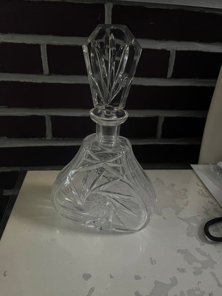 Joli carafe /flacon en cristal vintage avec bouchon,, Antiquités & Art, Enlèvement ou Envoi