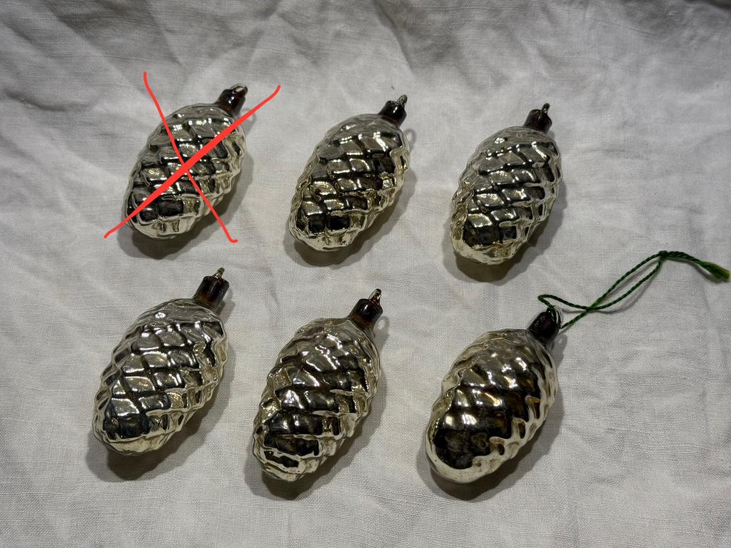 Ajeko dennenappel kerstballen 6cm (1938-1952), Ophalen of Verzenden