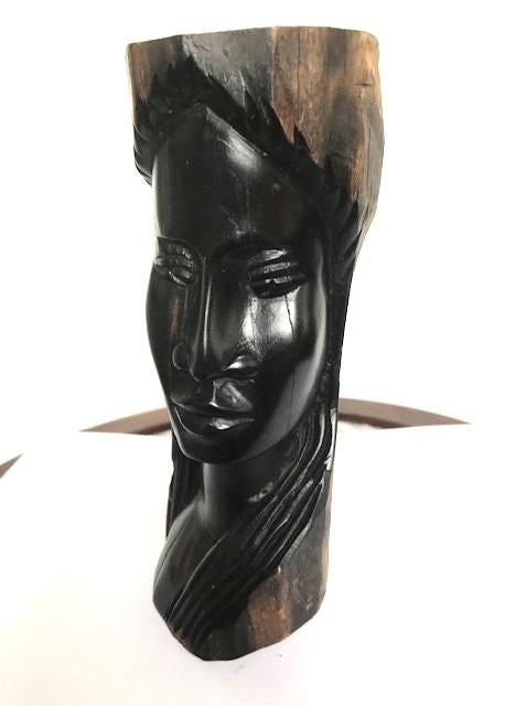 Erotiek Afrikaans beeld H 42 en buste vrouw Ebbenhout😎🤗👌, Gepatineerd, Ophalen of Verzenden, 20 - 50 cm, Beeld