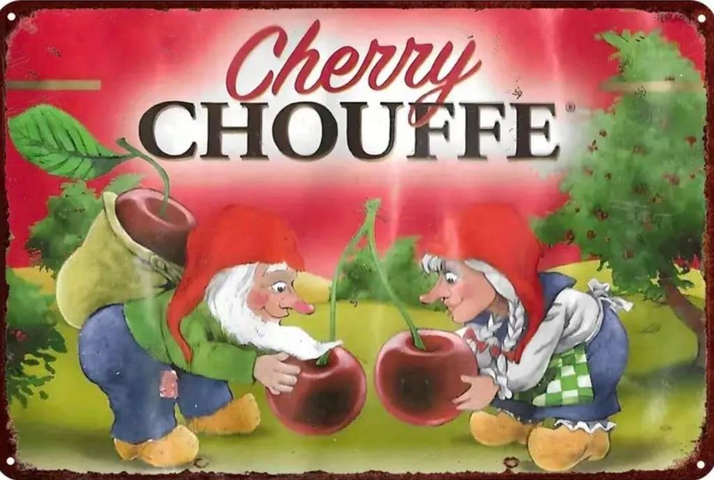 Panneau puben métal Cherry Chouffe - Mancave vintage rétro, Collections, Enlèvement ou Envoi, Comme neuf, Panneau publicitaire