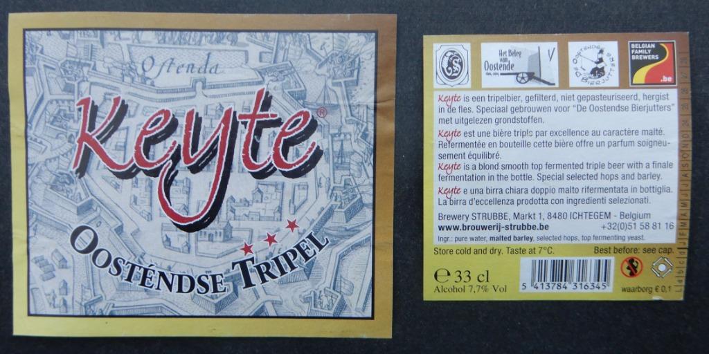 Bieretiket Keyte Brouwerij Strubbe (9z5), Verzenden, Gebruikt