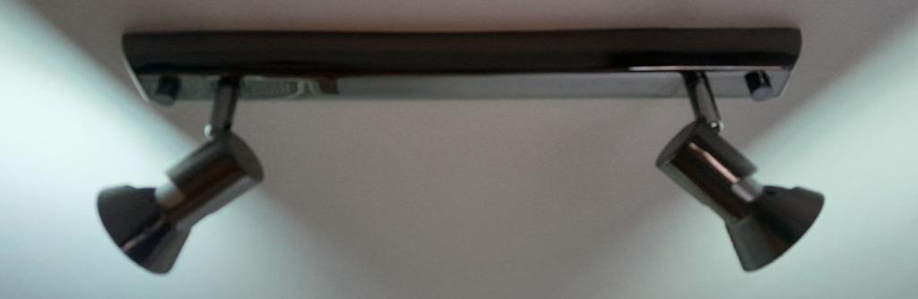 Plafonnier LED 2x50W max - Finition canon de fusil miroir, Maison & Meubles, Enlèvement ou Envoi, Comme neuf, Dimmable, Métal