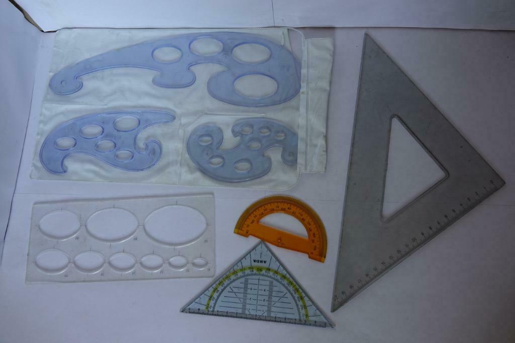 geometrische ovalen geodriehoek gradenboog, Ophalen of Verzenden, Gebruikt