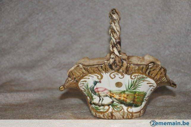 panier au paon hubert bequet "vintage", Antiquités & Art, Enlèvement ou Envoi