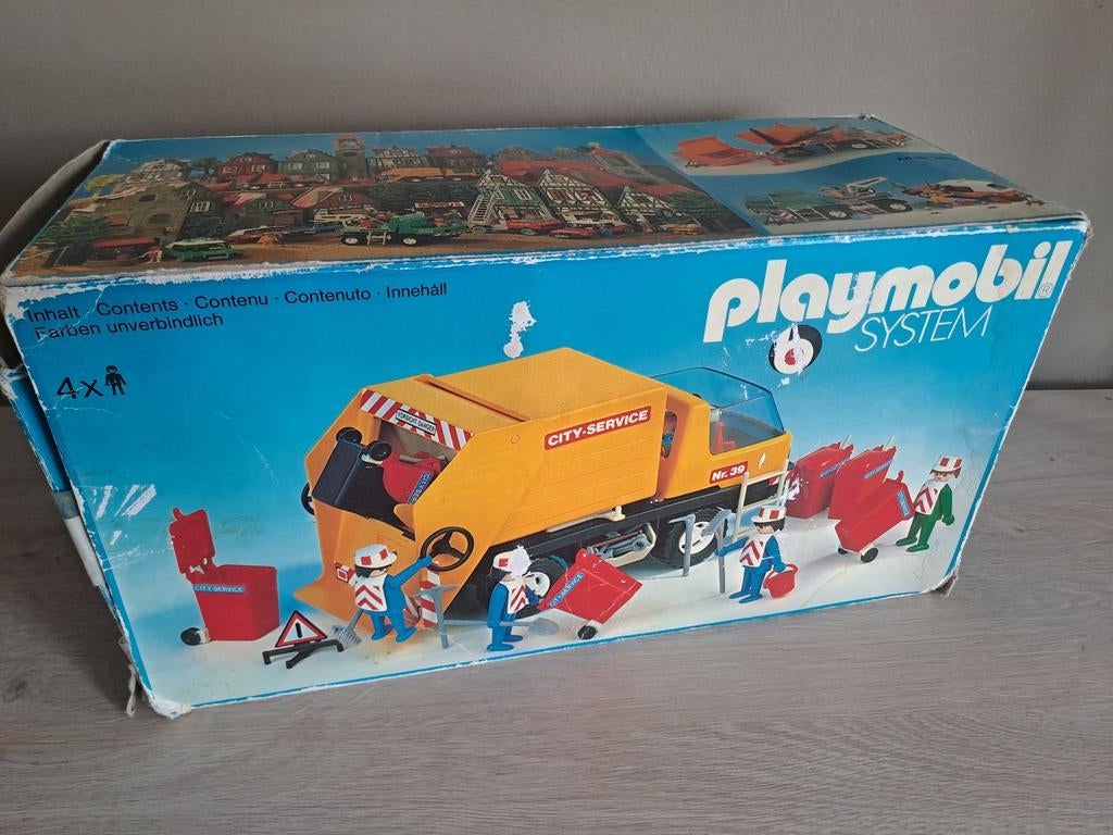 Vintage 1978 Playmobil System 3470 vuilniswagen, Kinderen en Baby's, Speelgoed | Playmobil, Ophalen, Zo goed als nieuw