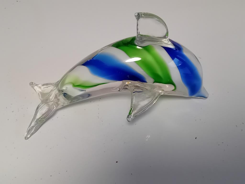 Petit Dauphin 3 couleurs Murano, Antiquités & Art, Antiquités | Verre & Cristal, Enlèvement ou Envoi