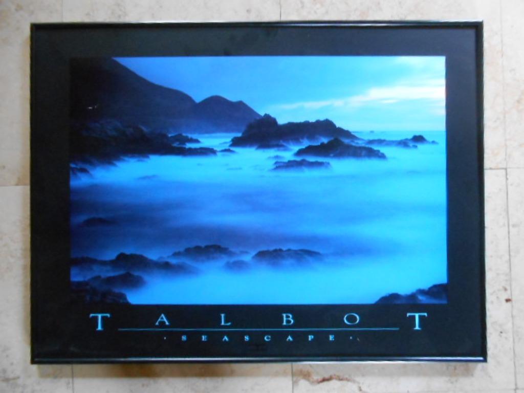 Bob Talbot seascape  poster met zwarte kader 80 x 60, Ophalen, Gebruikt, Met lijst, Rechthoekig Liggend