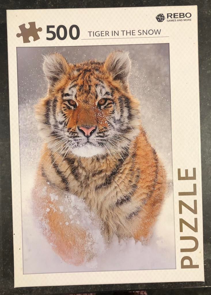 Rebo Puzzel - Tiger in the Snow - 500 stuks - vaste prijs, Hobby en Vrije tijd, Ophalen, 500 t/m 1500 stukjes, Zo goed als nieuw