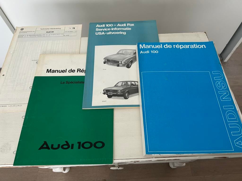 Lot de documentations d'atelier Audi 100 & Audi 80, Enlèvement