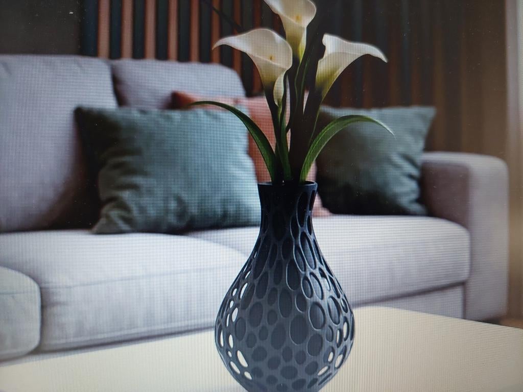 Vorion vaas zwart en wit 3d ge print, Maison & Meubles, Accessoires pour la Maison | Vases, Neuf, Moins de 50 cm, Enlèvement ou Envoi