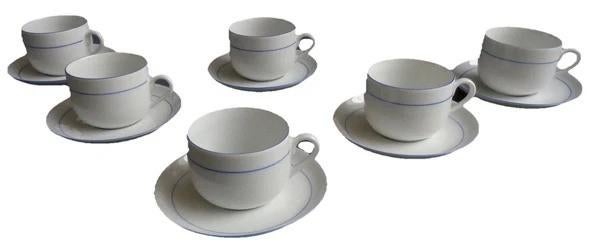 Douwe Egberts Studio 6x Kop en Schotels Blauw Wit Set, Verzenden, Zo goed als nieuw