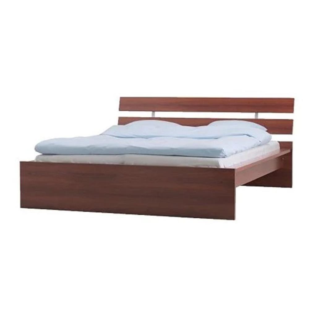 IKEA Hopen bedframe 160 x 200 cm + lattenbodems + nachtkastj, Ophalen, Bruin, Tweepersoons, Zo goed als nieuw