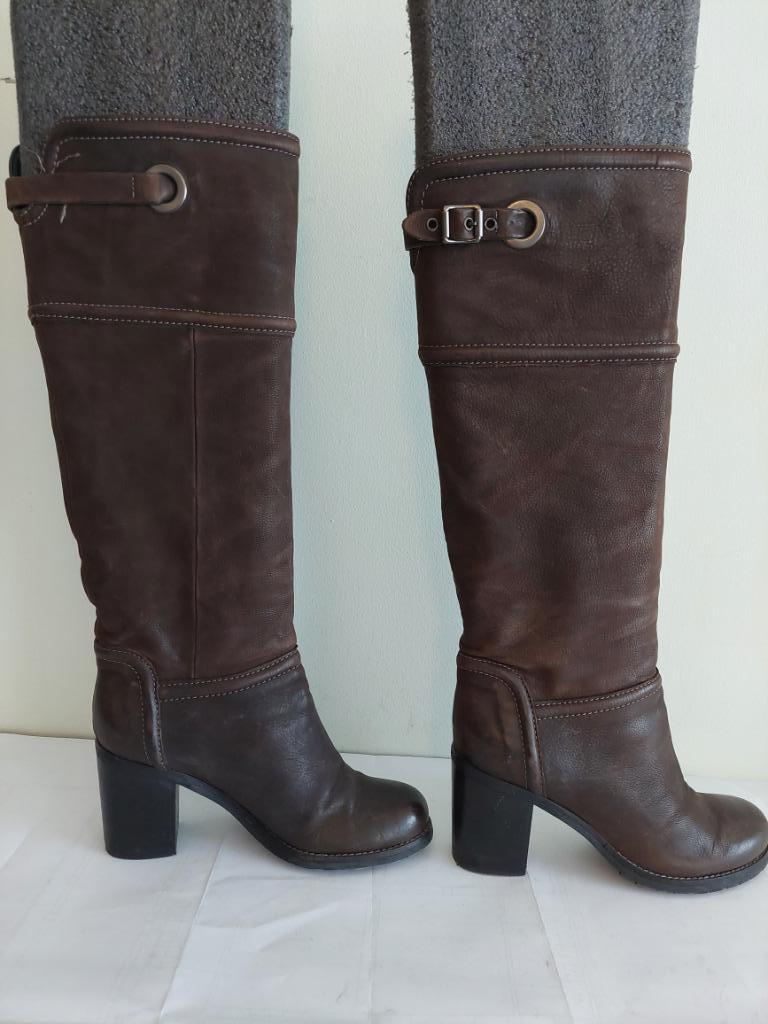 42C* JEANNOT - bruine leren laarzen (36), Kleding | Dames, Hoge laarzen, Bruin, Verzenden, Gedragen