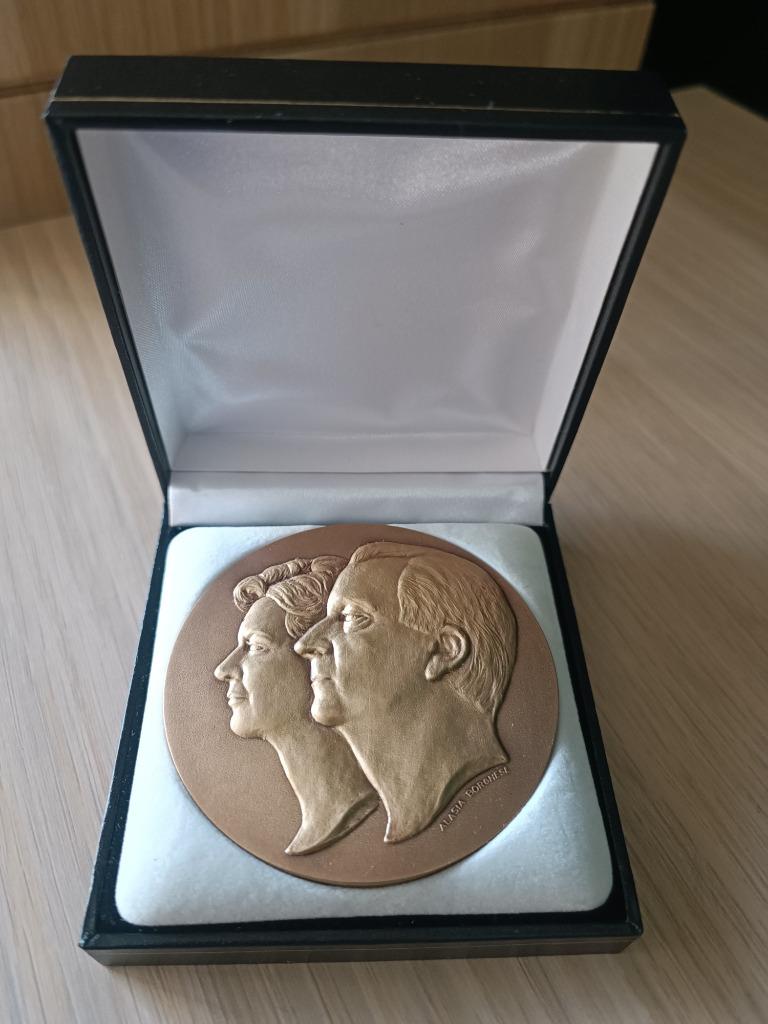 Historiepenning Koning Albert II & Koninging Paola, Verzenden, Zo goed als nieuw, Overige typen