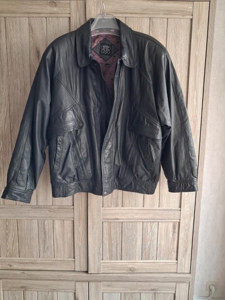 Echte ledere winterjas maat 56,( XL) zwart, Enlèvement, Taille 56/58 (XL)