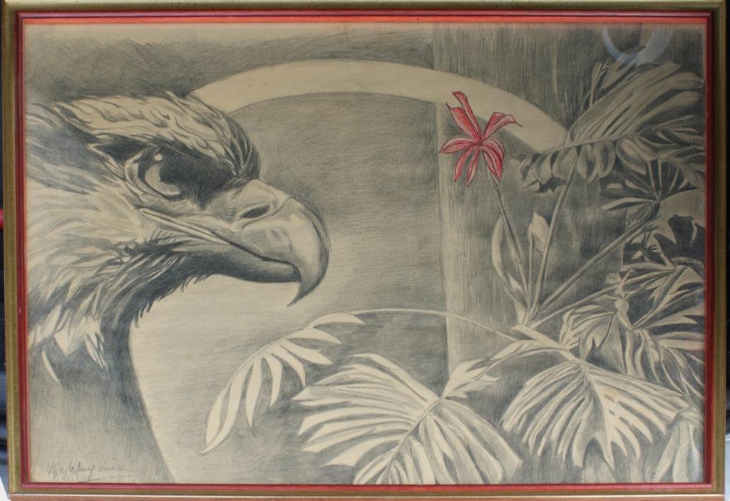 V. De Waegeneer: Havik en bloem (58 x 44 cm), Enlèvement ou Envoi