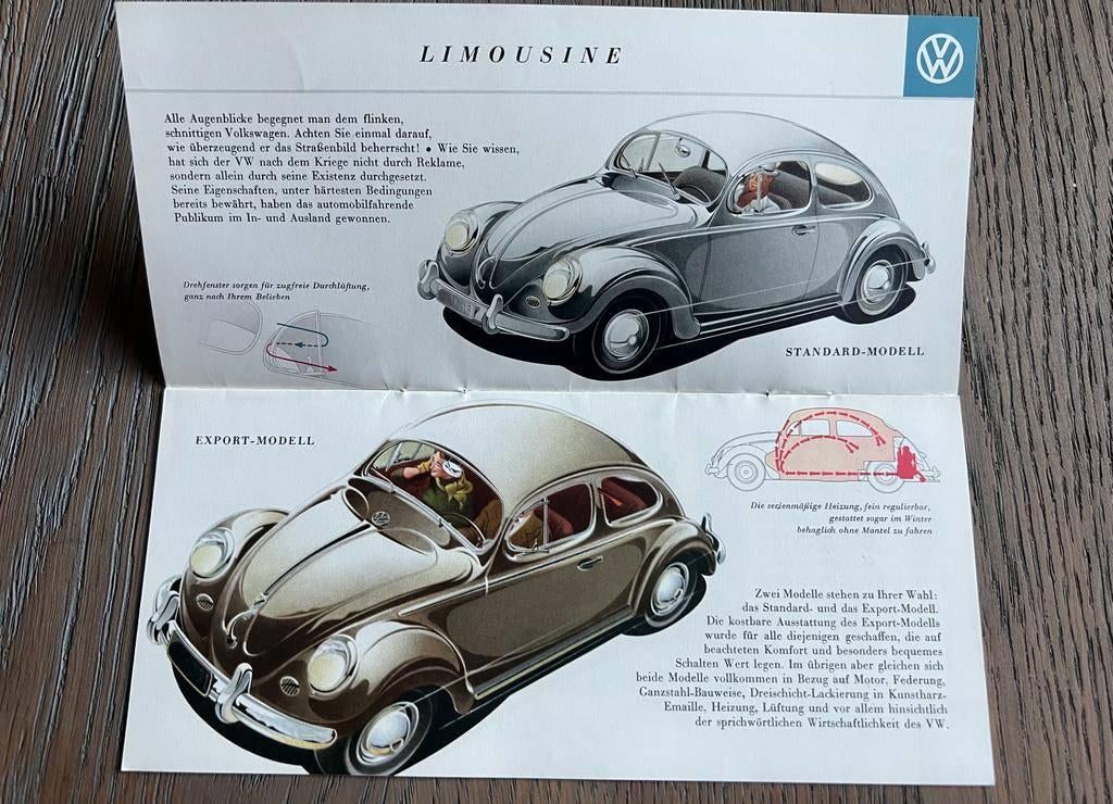 VW NOS-brochure 54-56 Kever Oval Ragtop Cabrio, Auto diversen, Auto-accessoires, Zo goed als nieuw, Ophalen of Verzenden