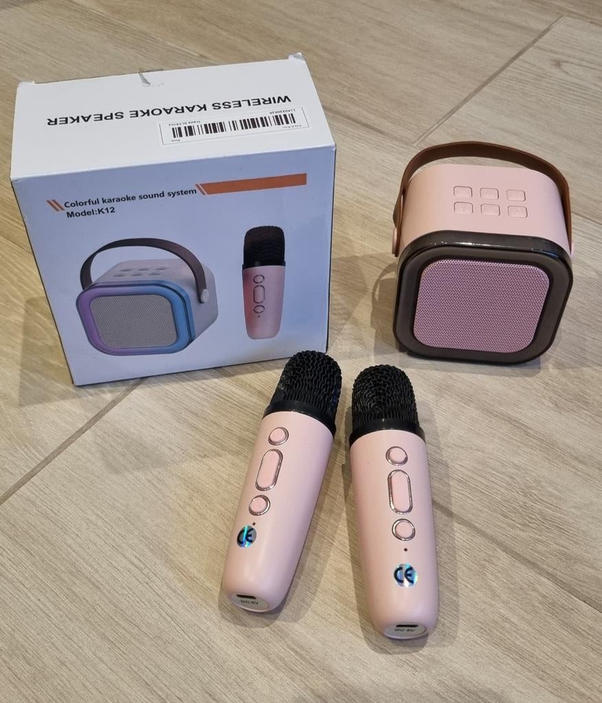 Mini karaoke toestel met 2 microfoons, Ophalen of Verzenden, Zo goed als nieuw, Microfoon(s)