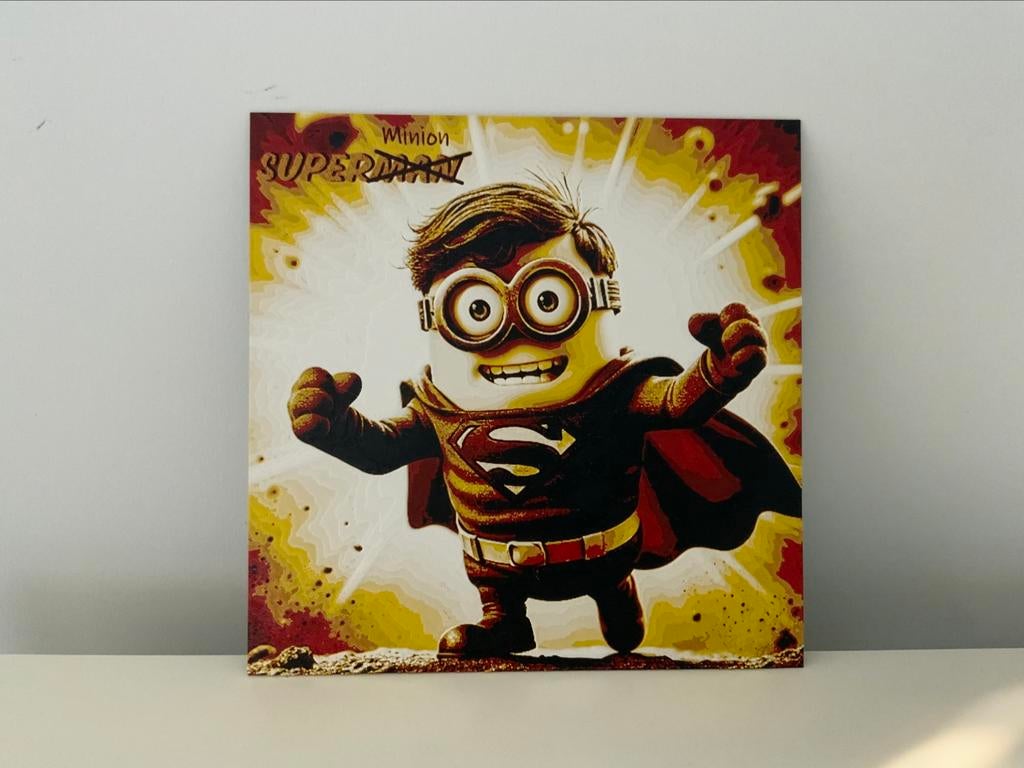 Minion als Superman – Unieke 3D Wall Art (20x20 cm), Huis en Inrichting, Woonaccessoires | Wanddecoraties, Nieuw, Ophalen