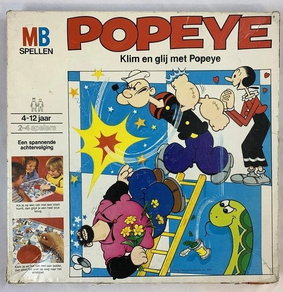 Klim en Glij met Popeye MB Bordspel Compleet vintage 1979, Een of twee spelers, Verzenden, Zo goed als nieuw, MB spelen