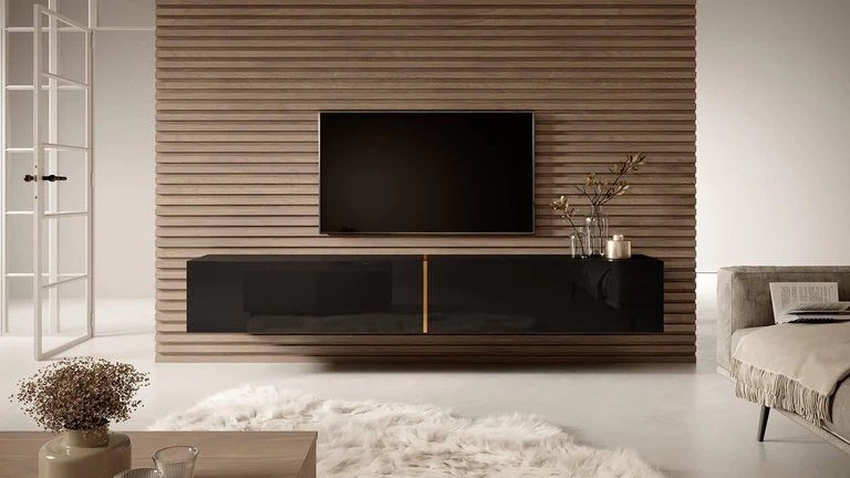 TV meubel zwevend muurmodel zwart 200 cm nieuw in doos, Ophalen, Nieuw