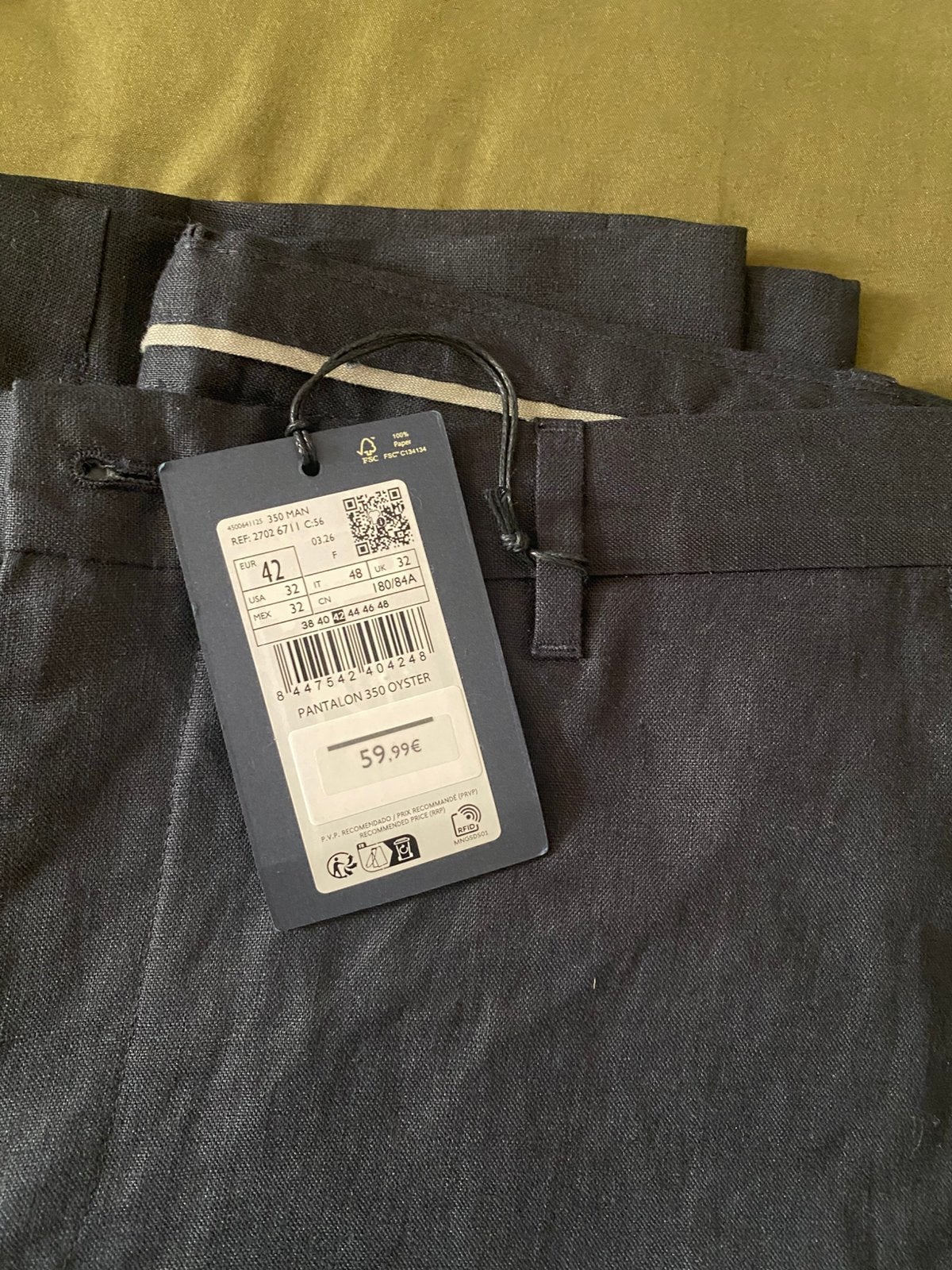 Blauwe linnen broek heren, Kleding | Heren, Broeken en Pantalons, Ophalen of Verzenden, Zo goed als nieuw