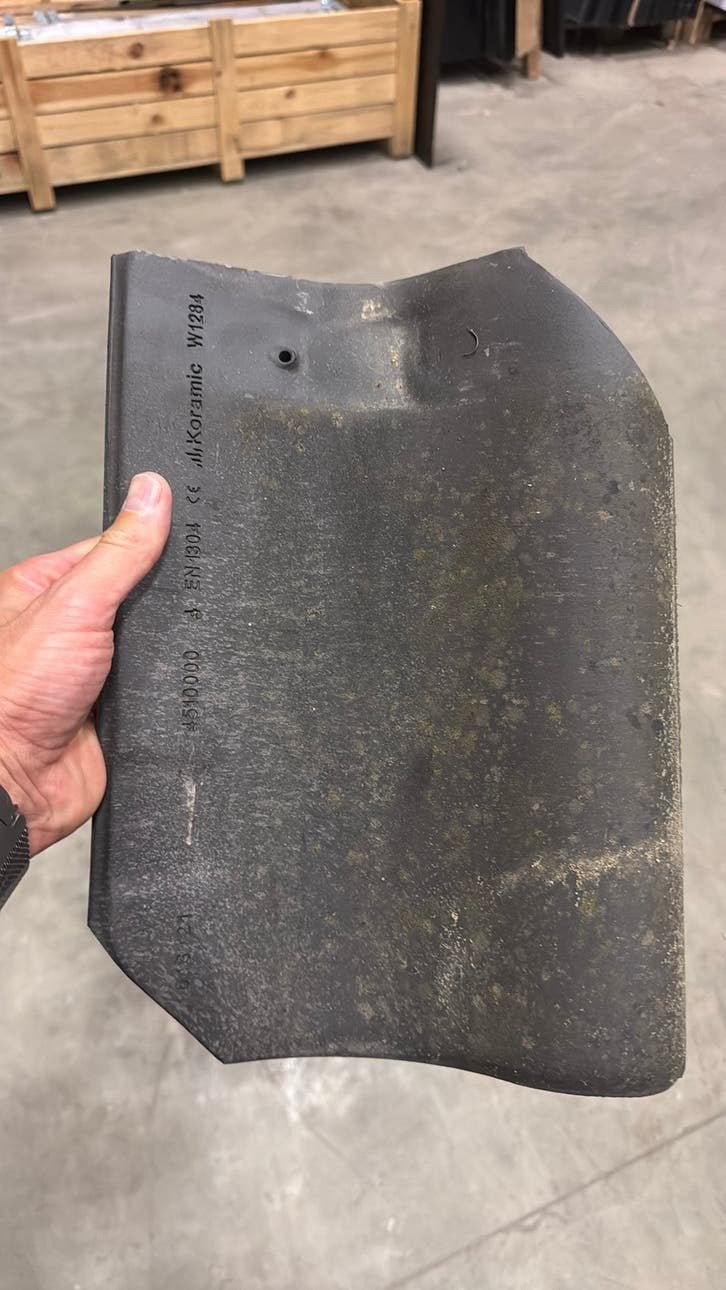 +/- 1250 dakpan Koramic Pottelbergse Vielli blauw gesmoord, Doe-het-zelf en Bouw, Ophalen, Gebruikt, Steen of Klei, Blauw