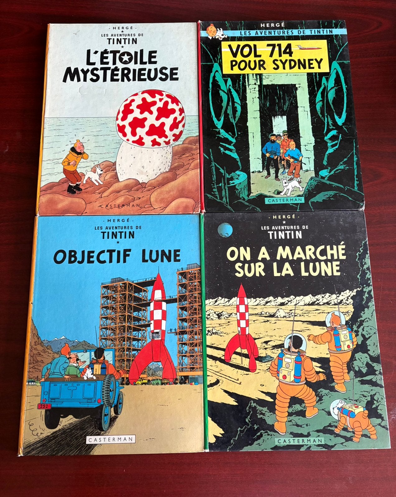 4 vintage Kuifje albums Casterman jaren ’60 – Harde kaft, Livres, Plusieurs BD, Enlèvement ou Envoi, Utilisé