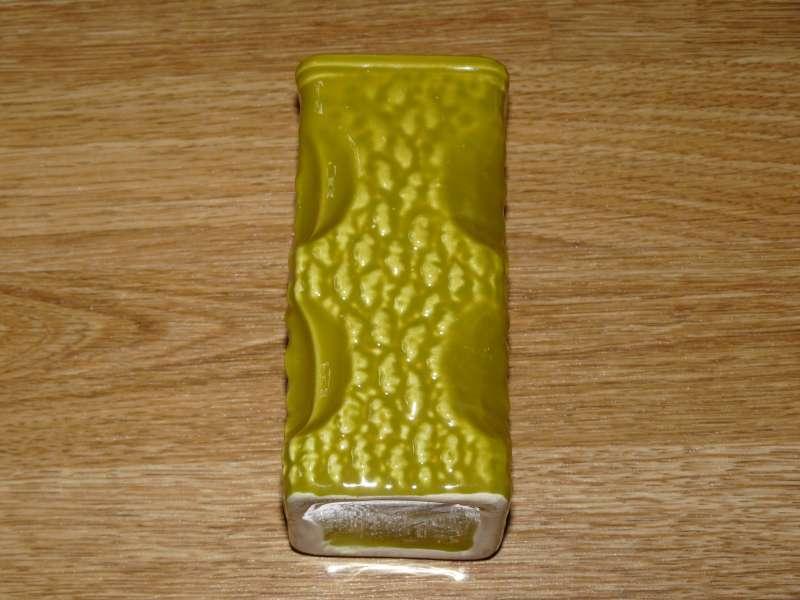 Vierkante geel groene vintage vaas, Enlèvement ou Envoi
