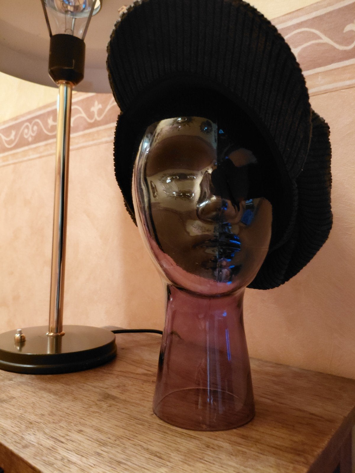 Tête de mannequin en verre vintage,  porte-chapeau, Antiquités & Art, Enlèvement ou Envoi