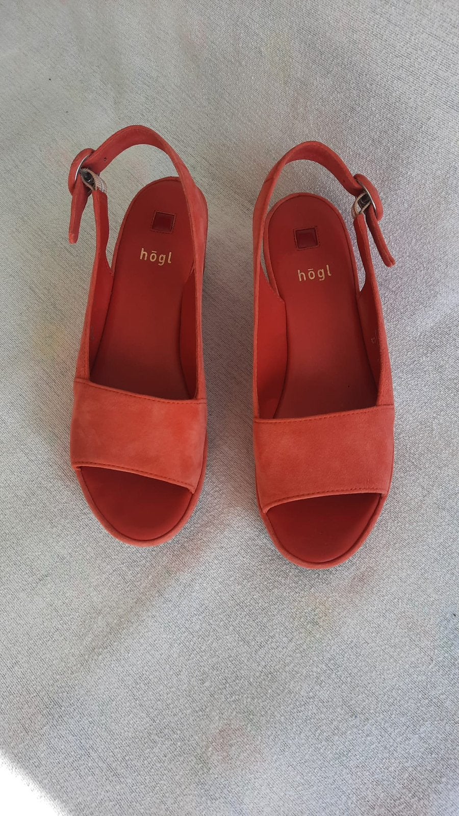 Oranje open schoenen (plateauzool), Ophalen of Verzenden, Zo goed als nieuw