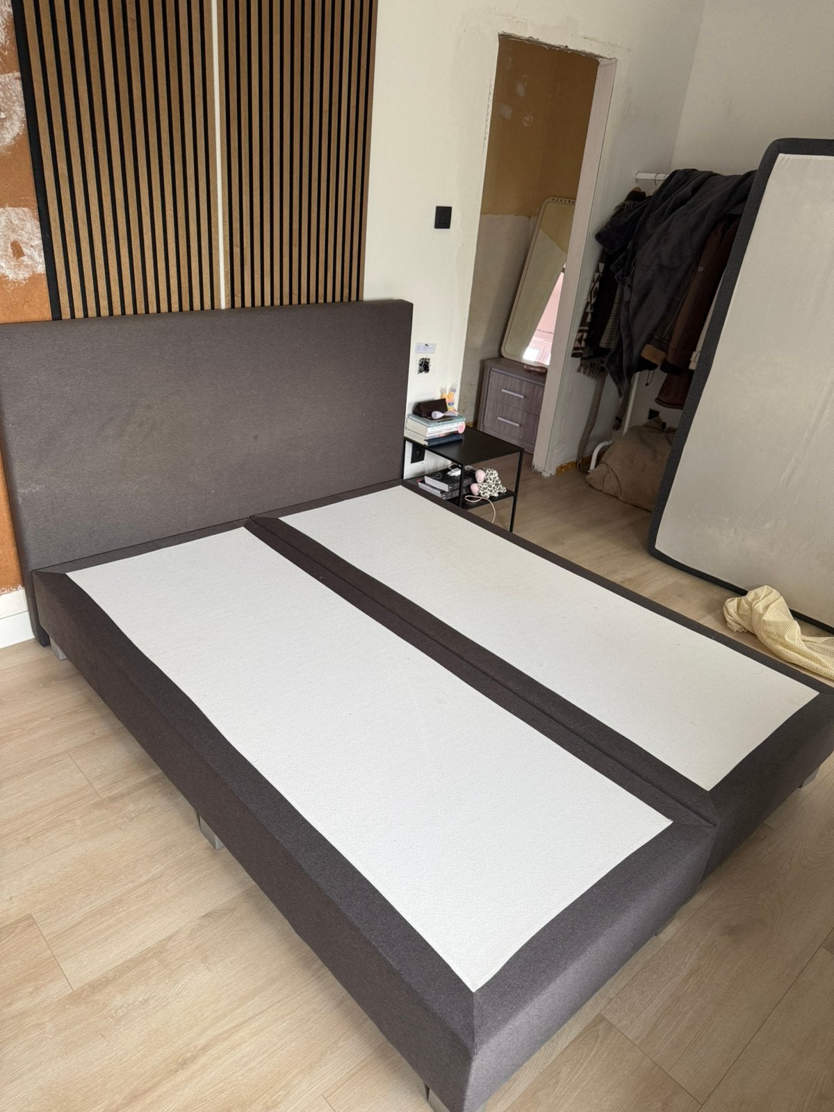 Boxspring 160x200, Maison & Meubles, Gris, Enlèvement, Utilisé, 200 cm