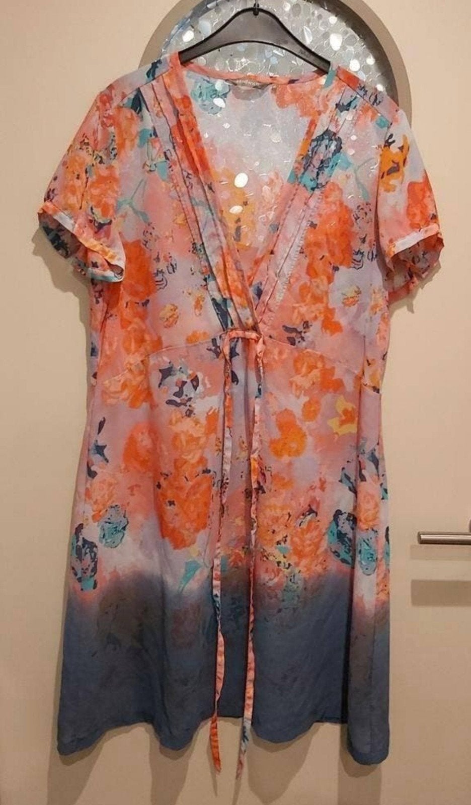 Sandwich jurk zomer, mt 40, met bloemen print, Kleding | Dames, Ophalen of Verzenden, Maat 38/40 (M), Oranje