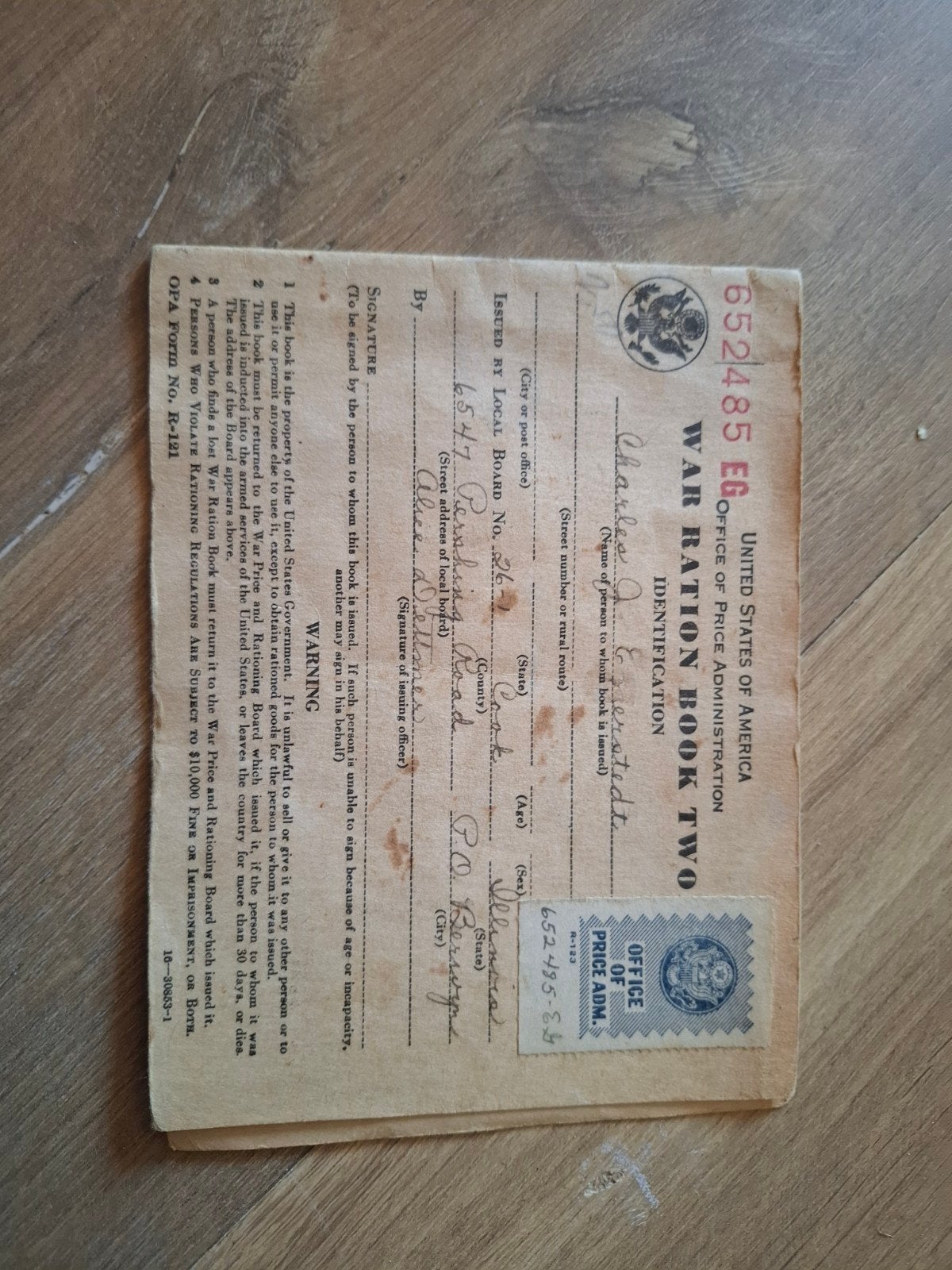 war ration book (Amerika) tweede wereldoorlog, Ophalen