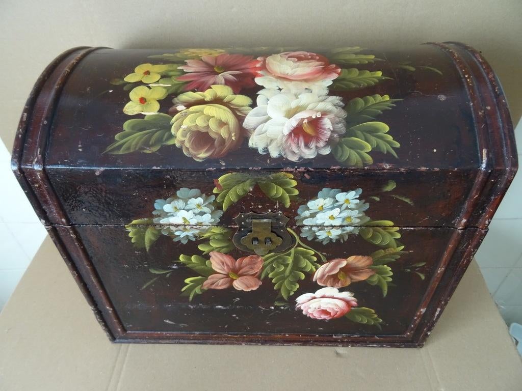 Vintage houten kist vintage grote houten kist 44x25x36cm, Huis en Inrichting, Woonaccessoires | Kisten, Minder dan 50 cm, Gebruikt