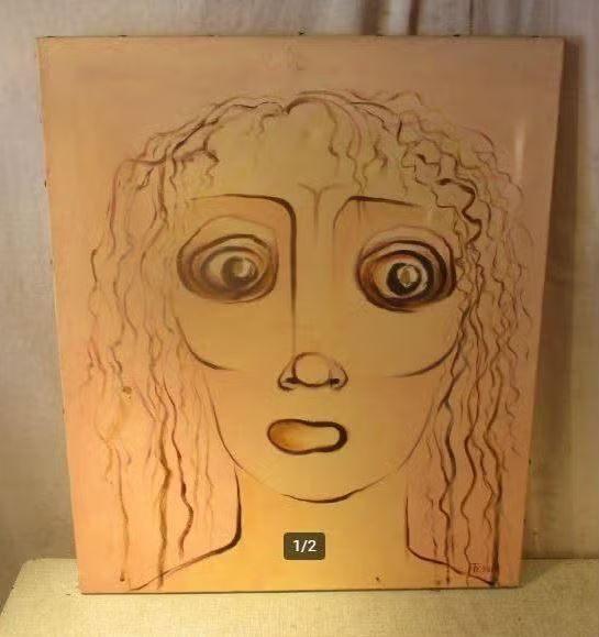 Mooi Modern geschilderd Werk 'Grote Ogen' - Rita Toelen, Ophalen of Verzenden