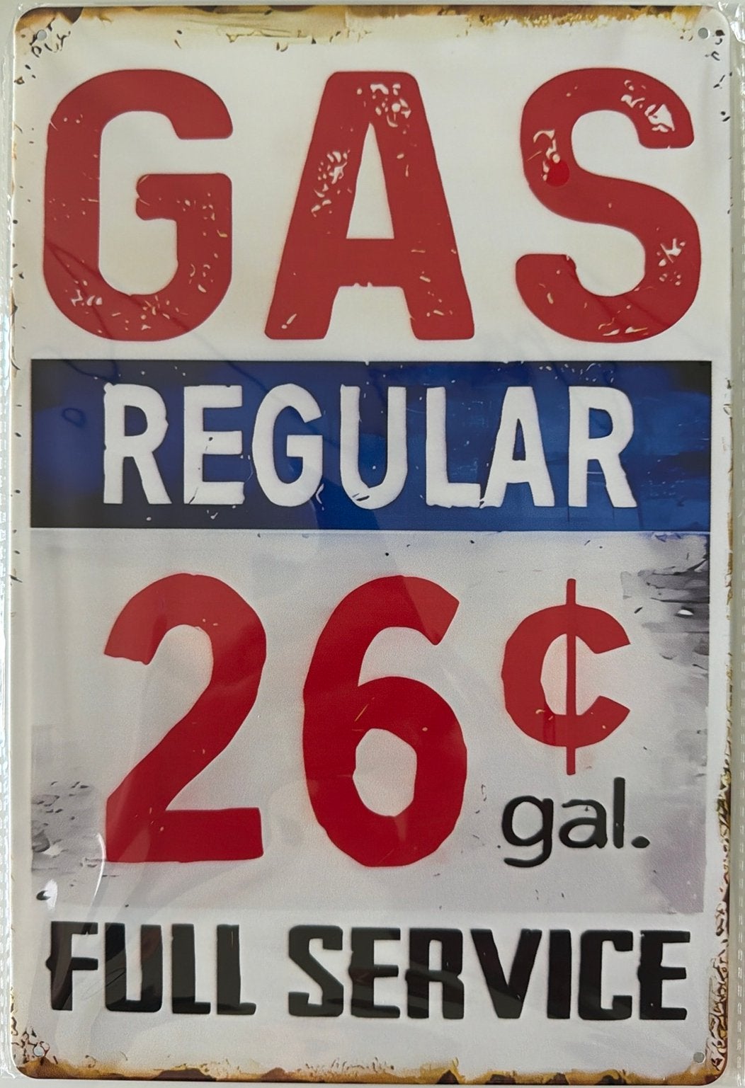 Panneau en métal Gas regular 26c - rétro vintage mancave, Enlèvement ou Envoi, Neuf, Panneau publicitaire