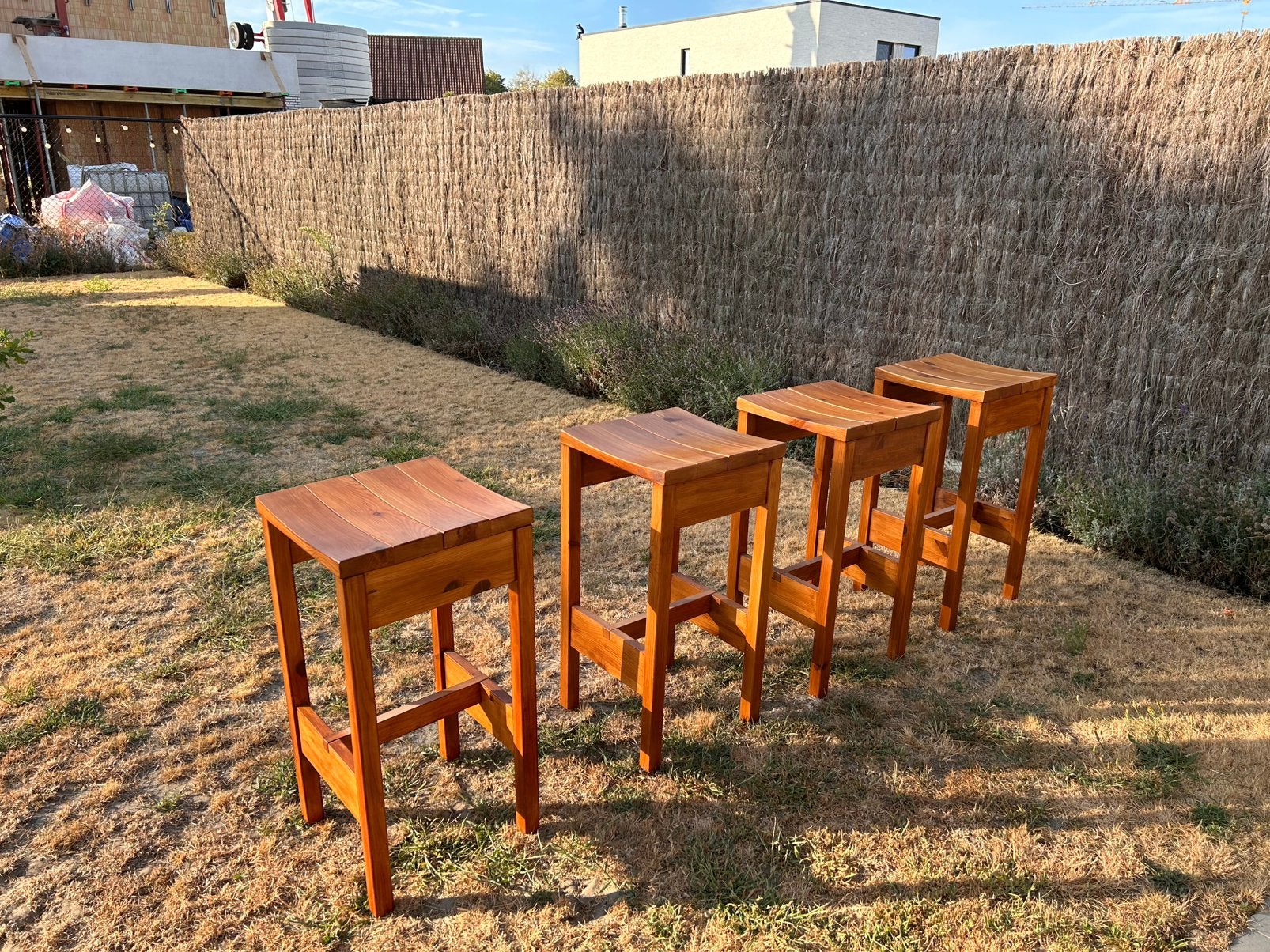 4 houten barkrukken, Huis en Inrichting, 4 krukken, Ophalen, Gebruikt, Hout