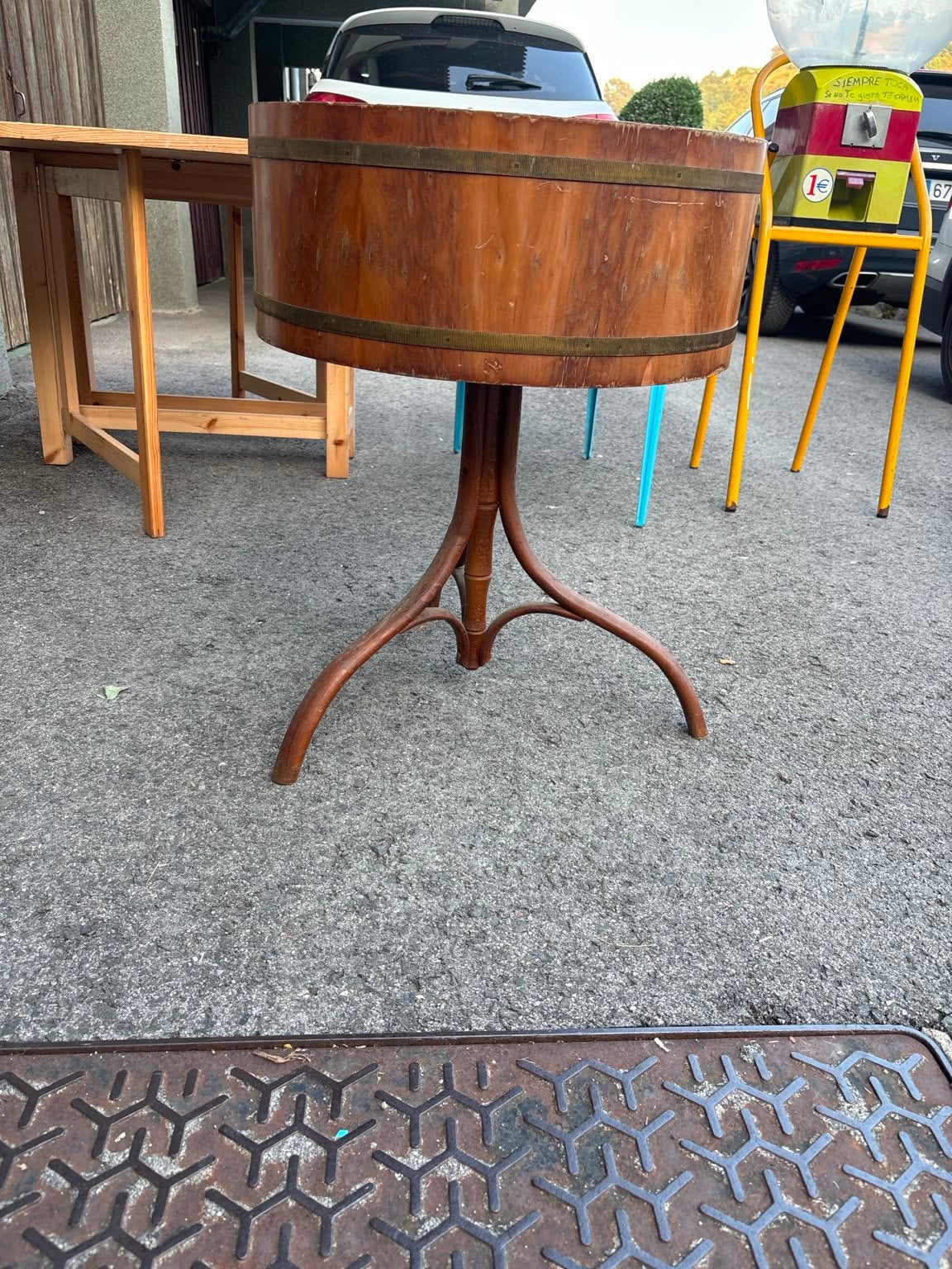 Midcentury plantenstaander met zink bekleed, Ophalen
