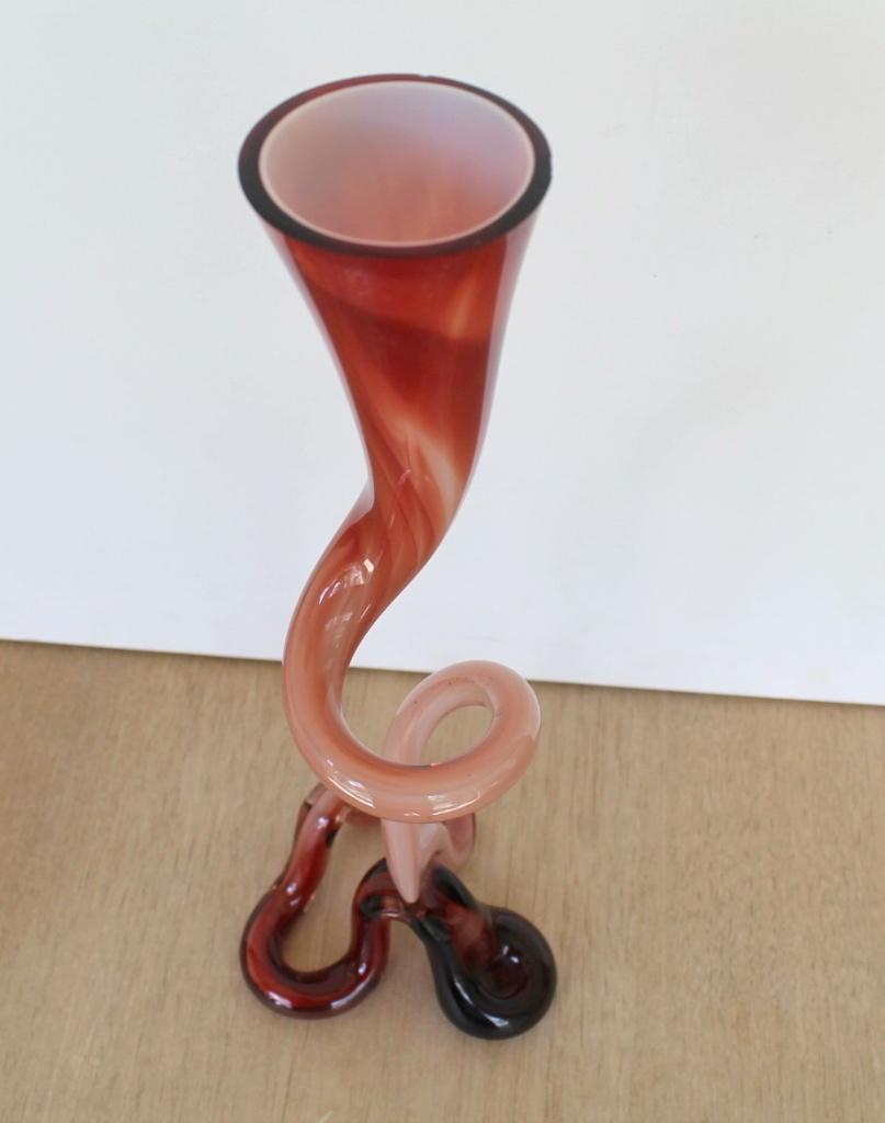 Glazen vaas, handgeblazen, vintage, Jozefina Krosno, Ophalen of Verzenden