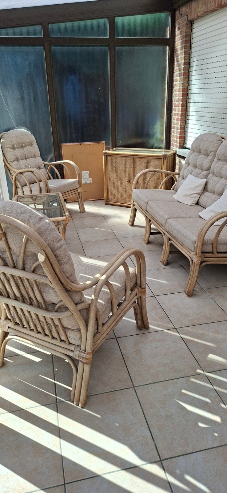 rieten salon met kussens, Tuin en Terras, Ophalen