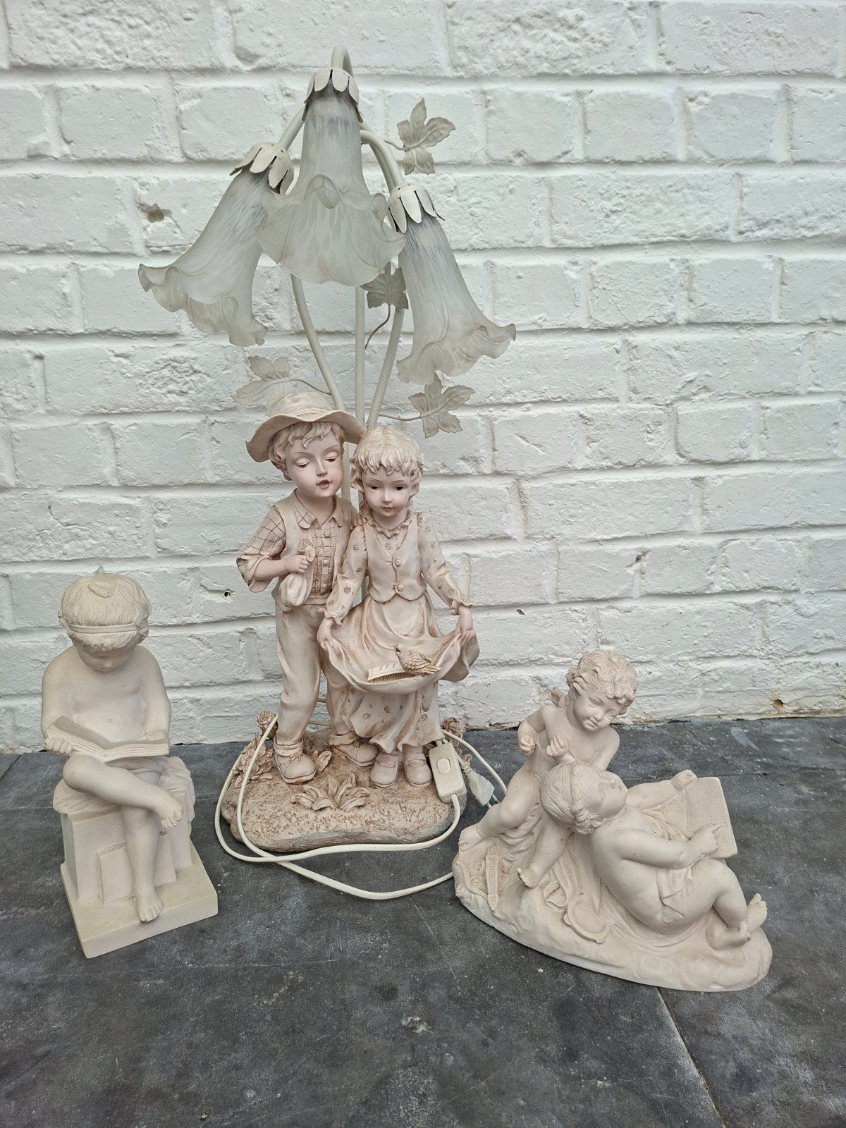 Lampadeire met 2 beeldjes, Antiquités & Art, Enlèvement ou Envoi